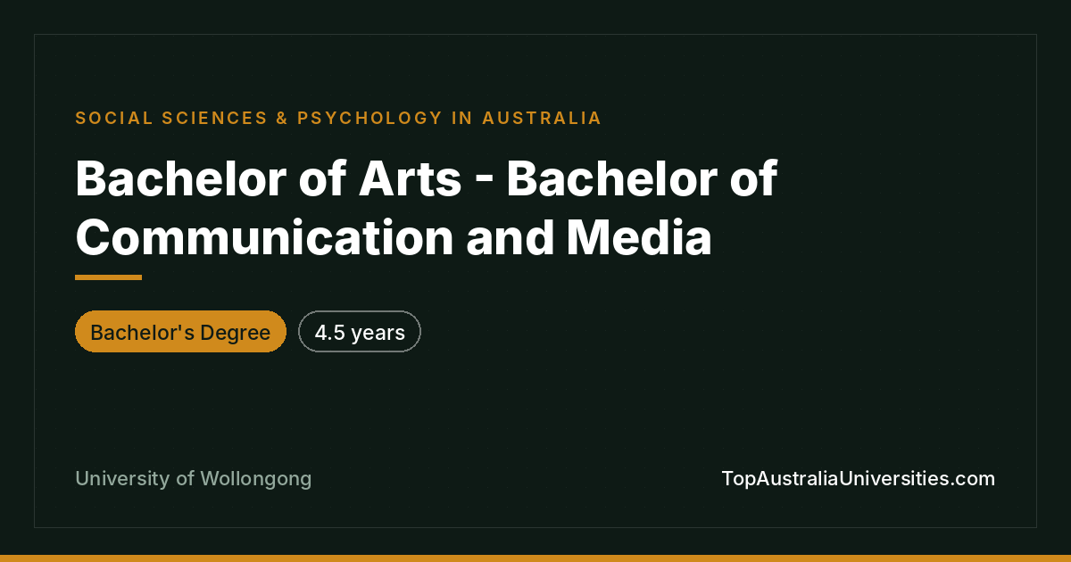 Bachelor of Arts/Bachelor of Communication & Media – UOW