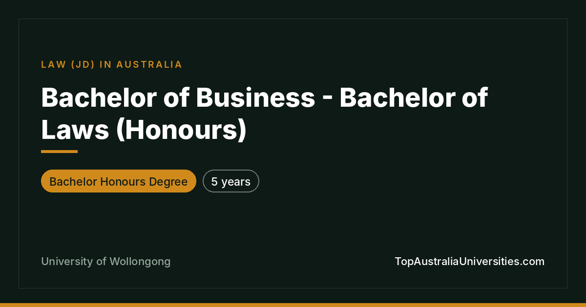 Bachelor of Business - Laws (Honours) | UOW
