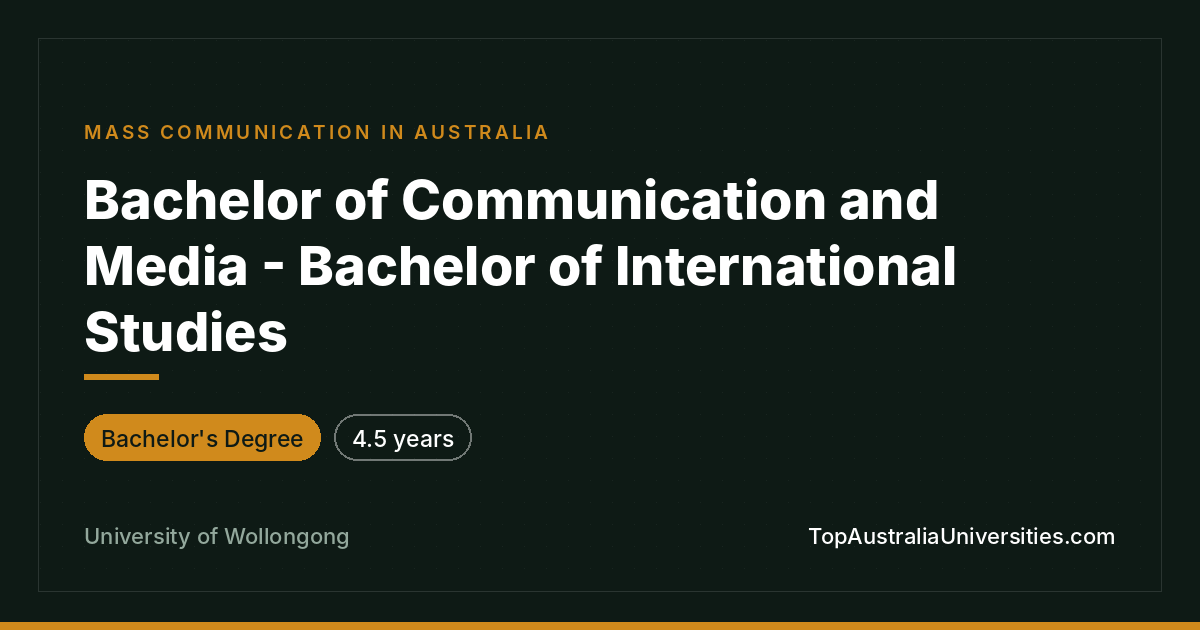 Bachelor of Communication & Media / Int'l Studies – UOW