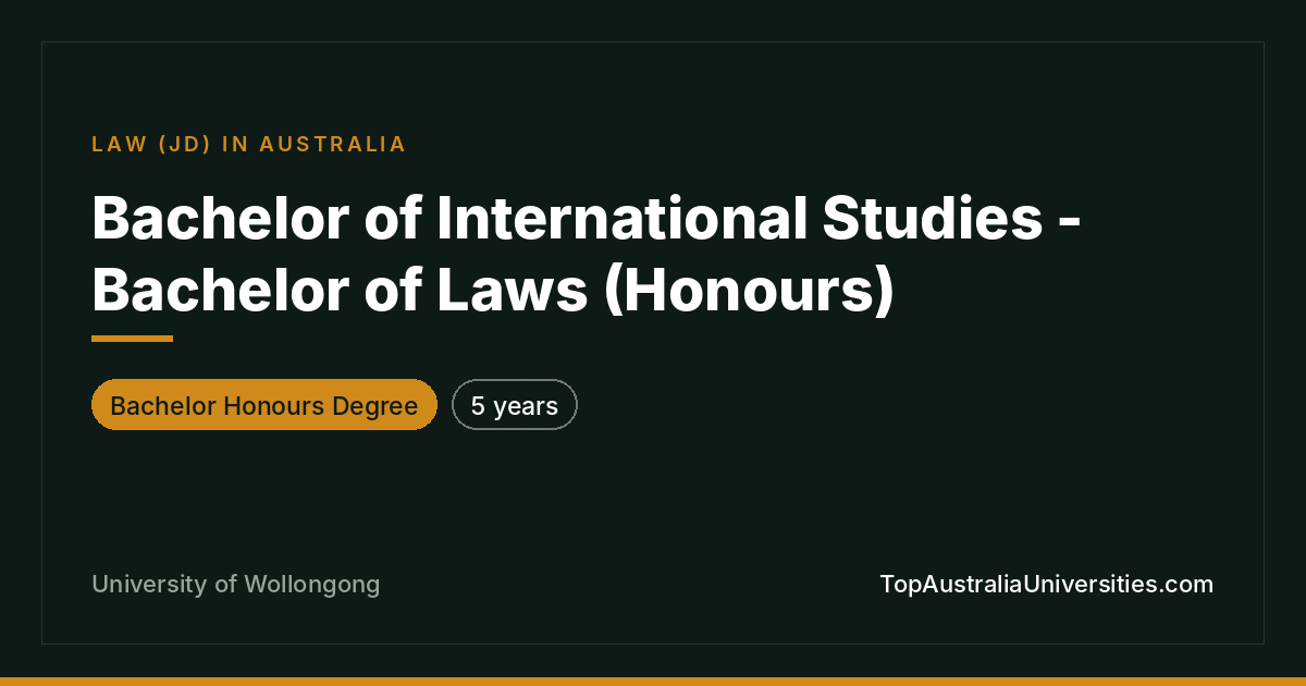 Bachelor of International Studies - Laws (Honours) | UOW