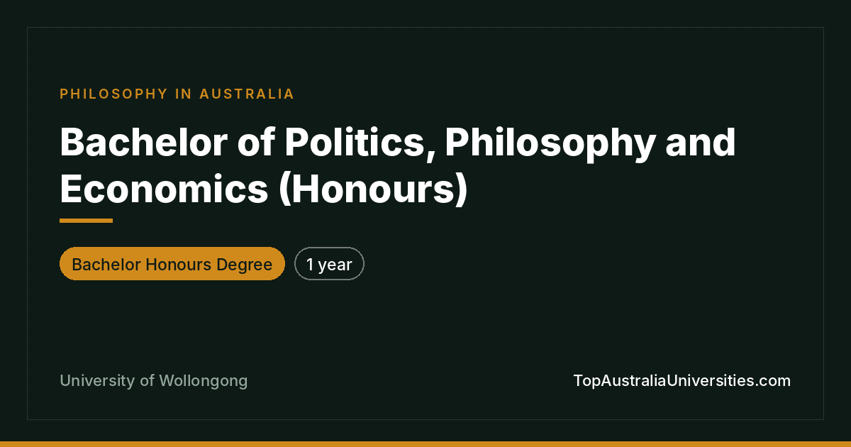 Bachelor of Politics, Philosophy and Economics (Honours) | U