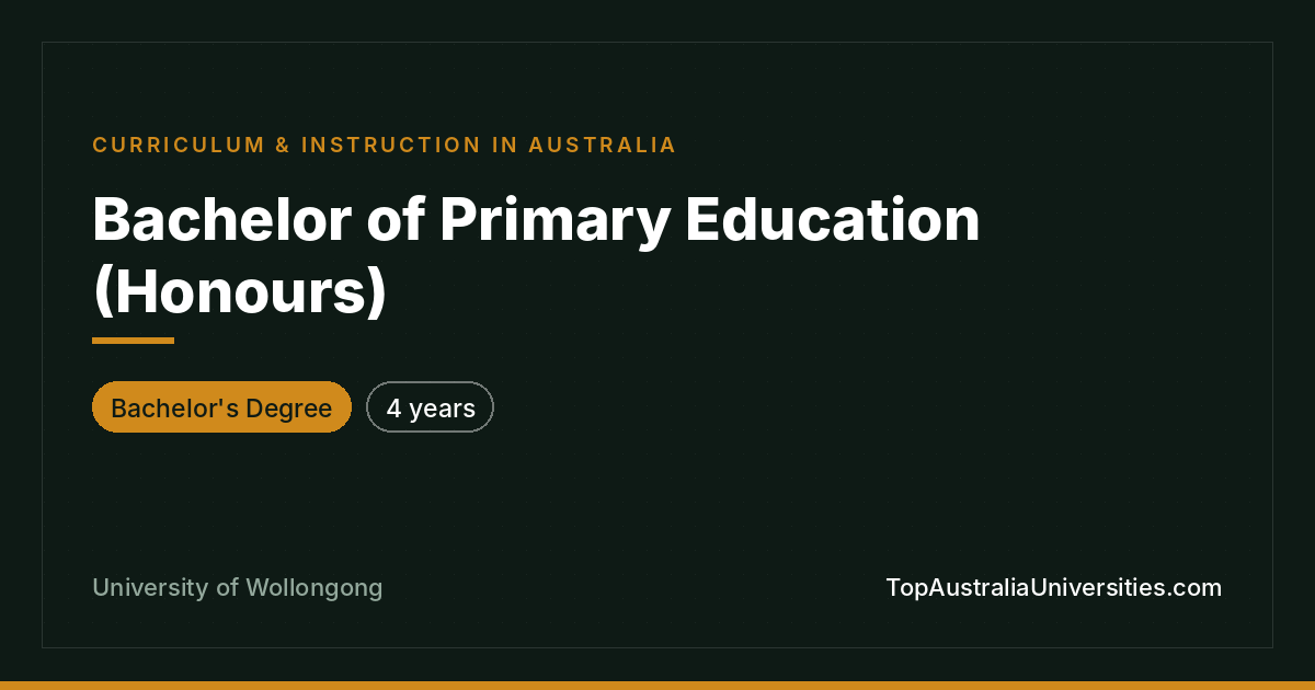 Bachelor of Primary Education (Honours) – UOW