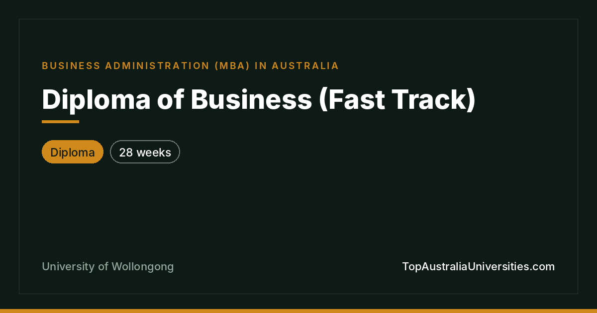 Diploma of Business (Fast Track) | University of Wollongong