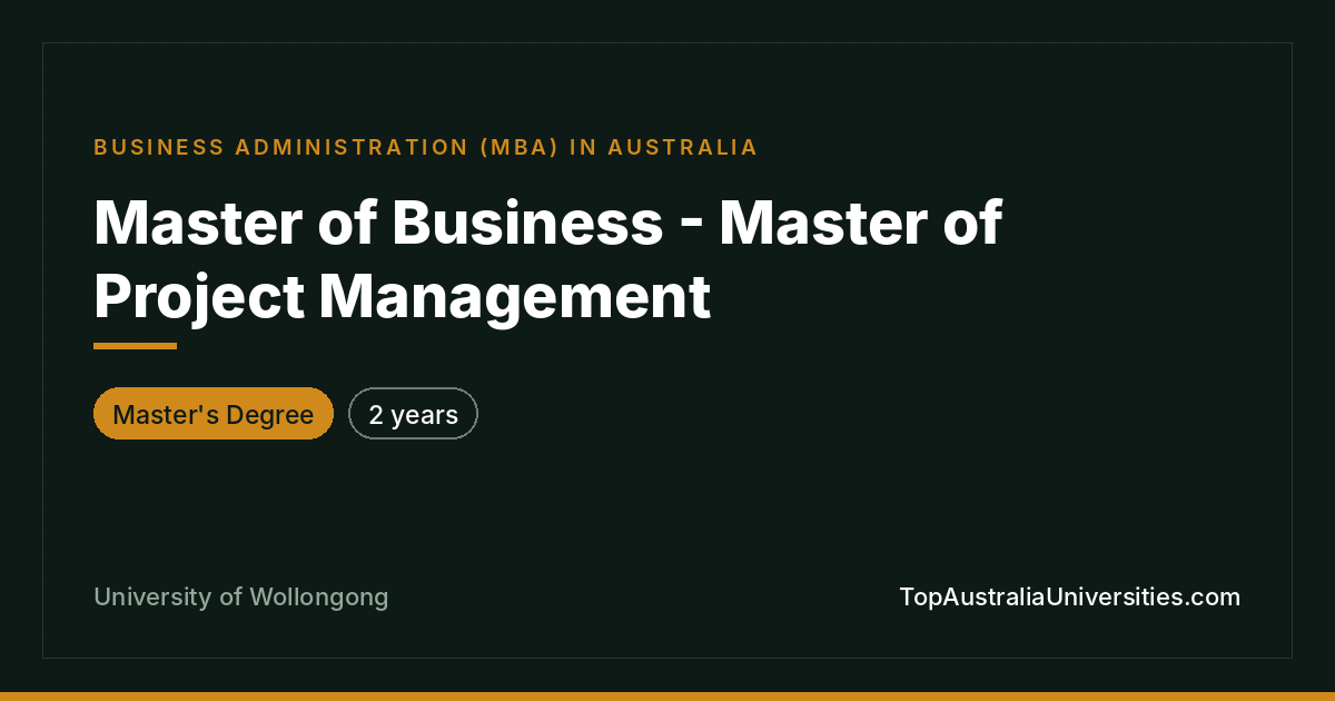 Master of Business & Project Management | UOW