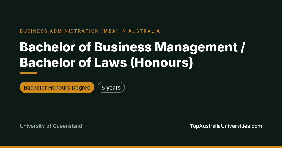 Bachelor of Business Management and Law (Honours)