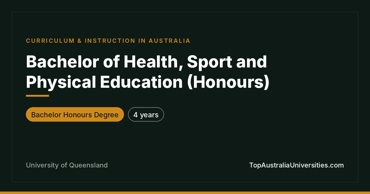 Bachelor of Health, Sport and Physical Education (Honours)