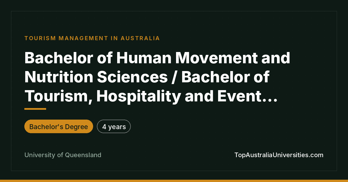 Bachelor of Human Movement & Tourism Management
