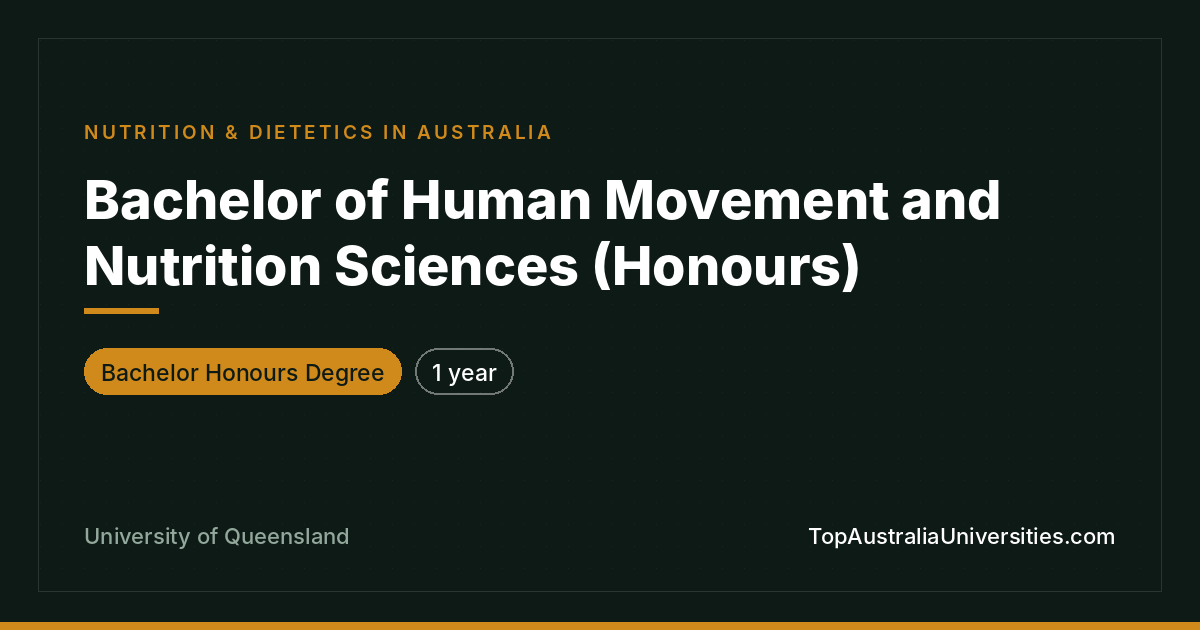 Bachelor of Human Movement and Nutrition Sciences (Honours)