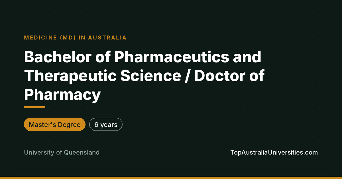 Bachelor of Pharmaceutics & Doctor of Pharmacy