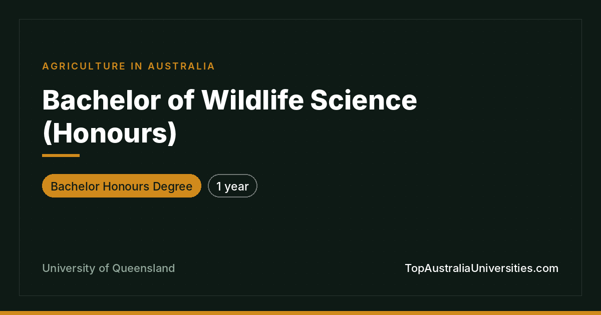 Bachelor of Wildlife Science (Honours)