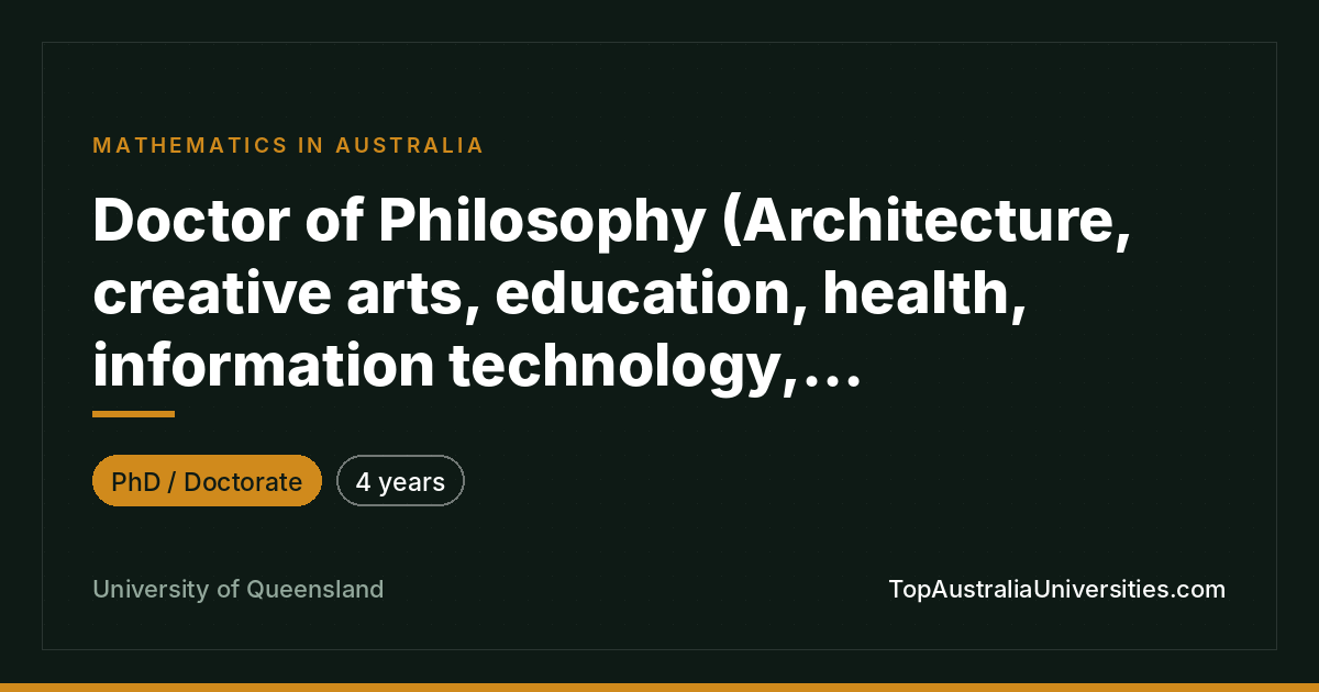 Doctor of Philosophy in Mathematics - UQ