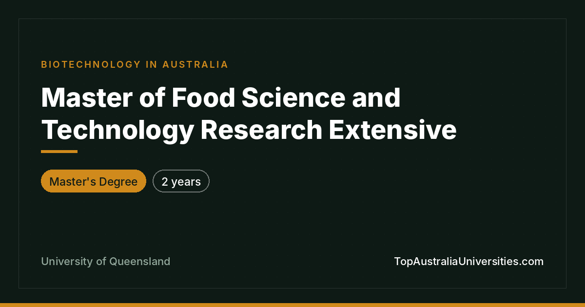 Master of Food Science and Technology Research