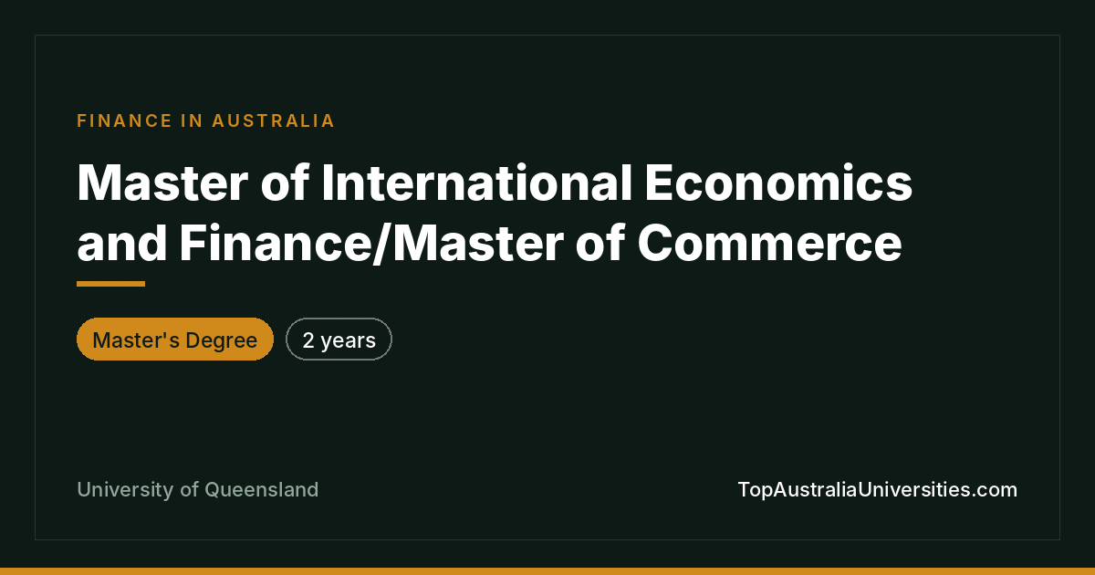 Master of International Economics and Finance