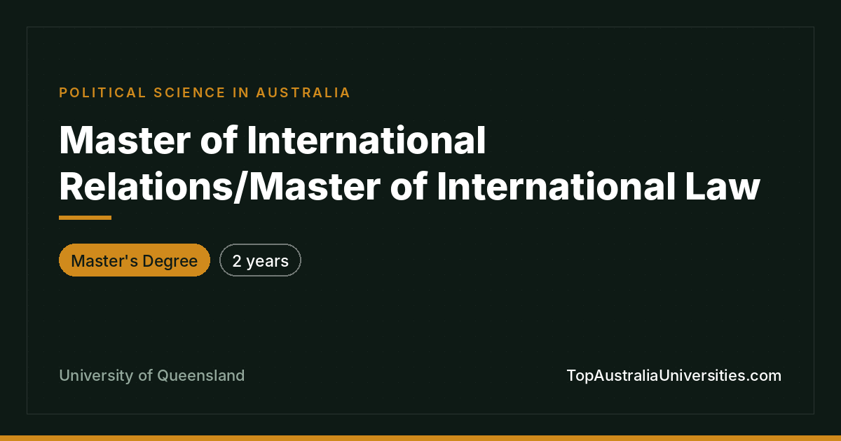 Master of International Relations & Law | UQ