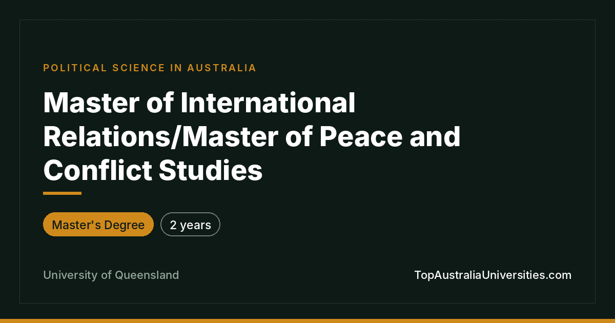 Master of International Relations & Peace Studies