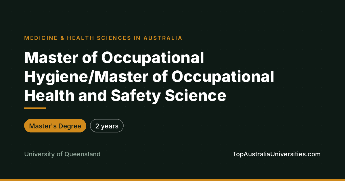 Master of Occupational Hygiene | UQ