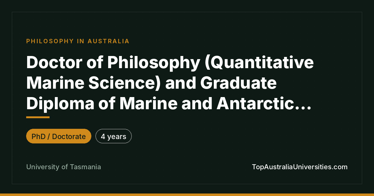 PhD Quantitative Marine Science – University of Tasmania
