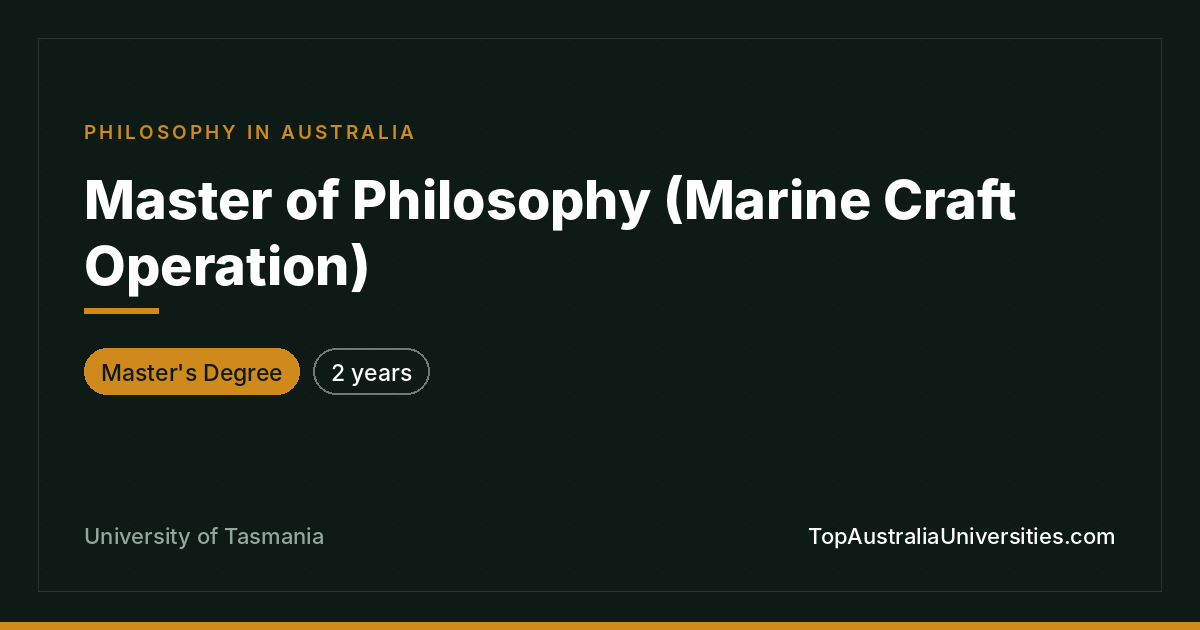 Master of Philosophy (Marine Craft Operation) | UTAS