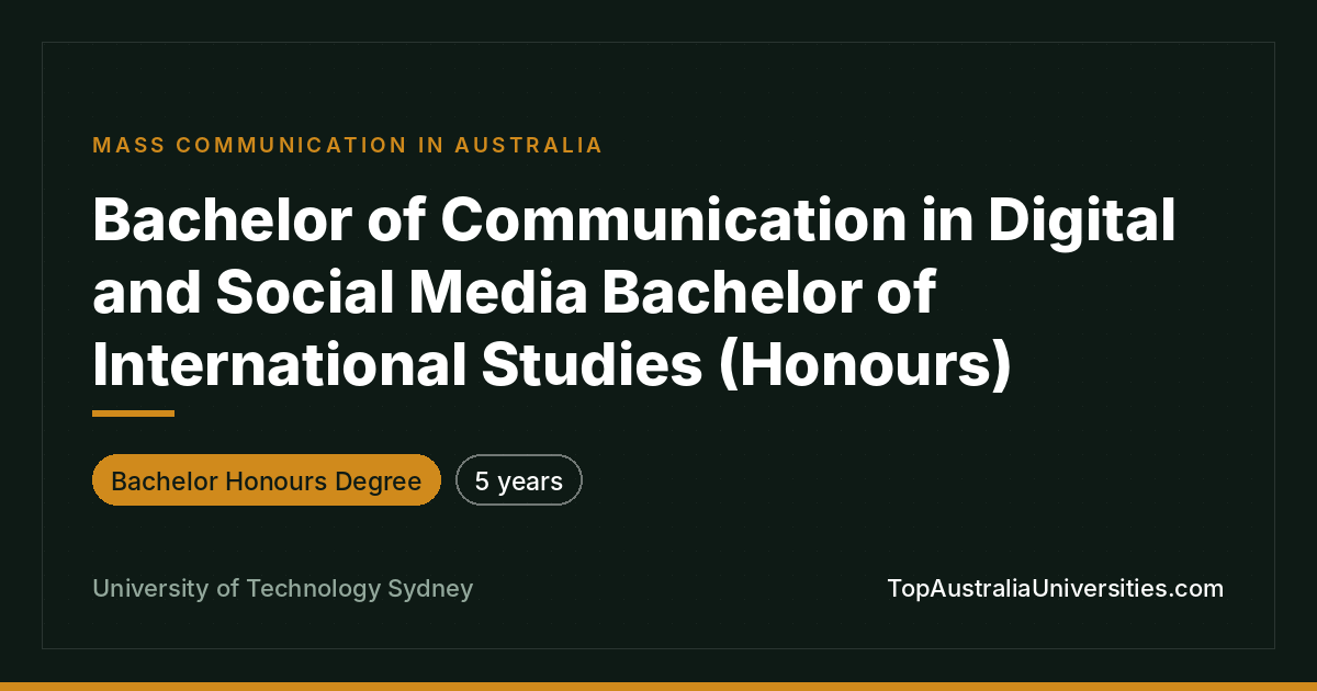 UTS Bachelor of Communication (Digital & Social Media)/Intl