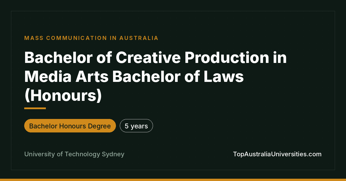 Bachelor of Creative Production/Media Arts & Laws (Hons) | U