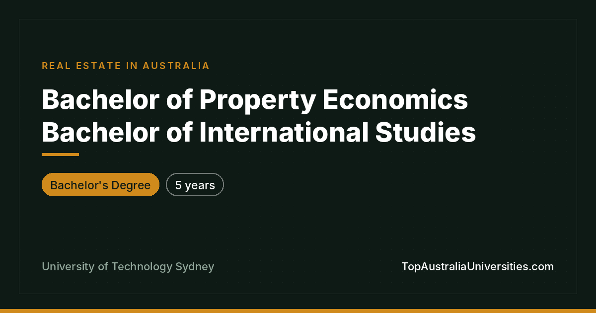 Bachelor of Property Economics & Int'l Studies | UTS Sydney