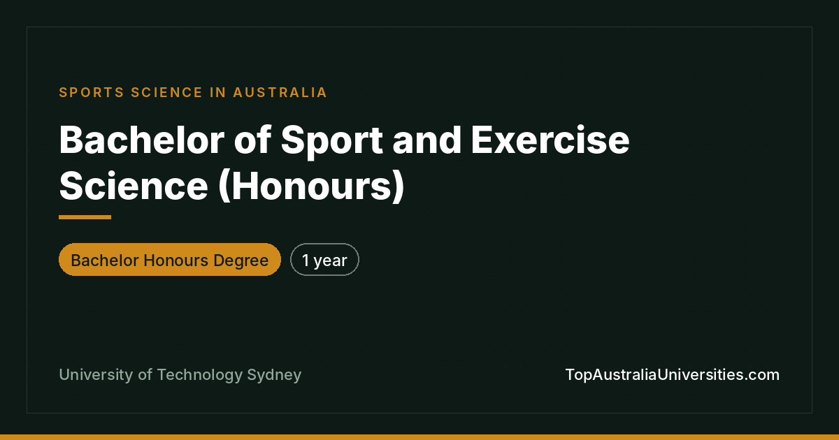 Bachelor of Sport and Exercise Science (Honours) UTS