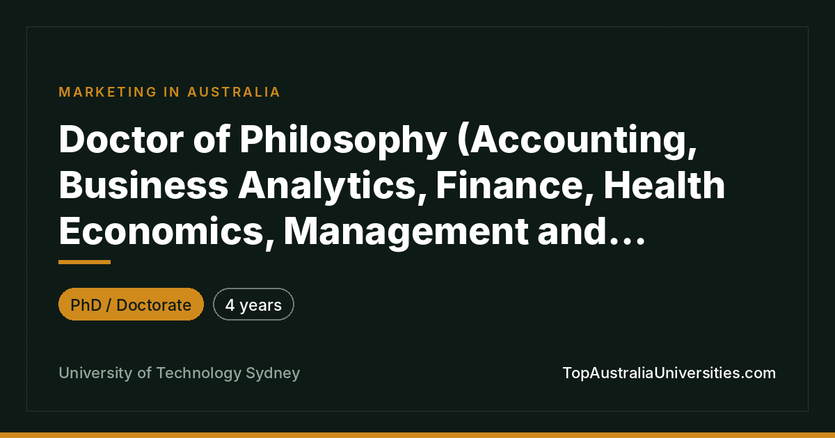 UTS Doctor of Philosophy (Business and Marketing) | Sydney