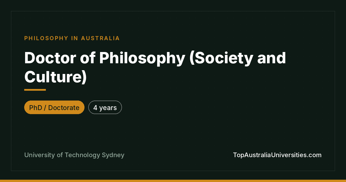 PhD in Society and Culture – UTS Sydney