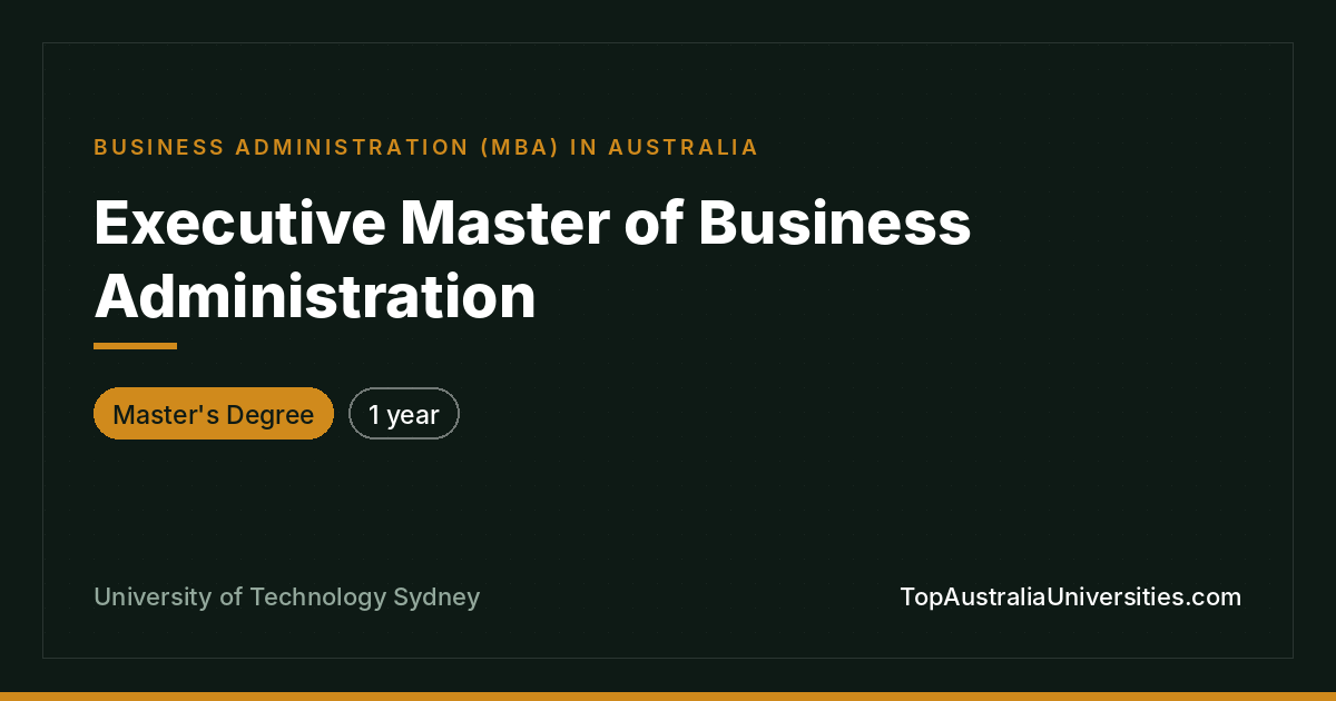 Executive MBA at UTS, Sydney | 1-Year Postgraduate Degree