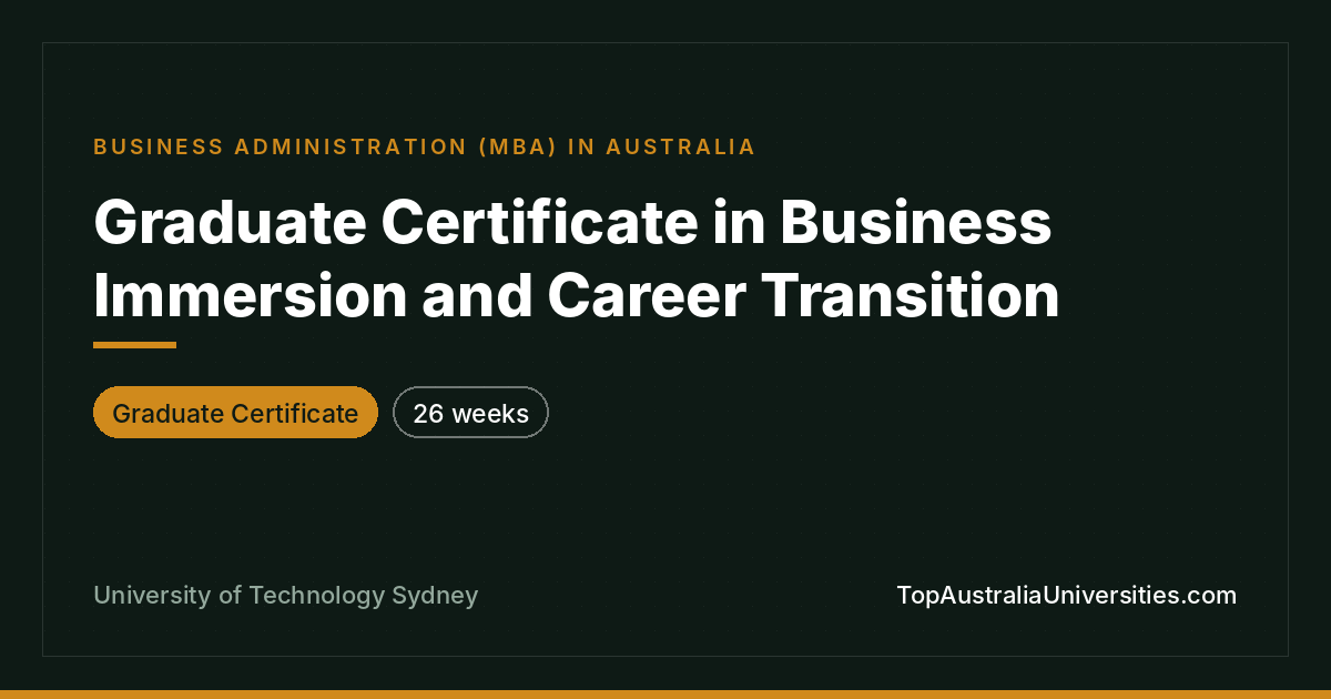 Graduate Certificate in Business Immersion | UTS Sydney