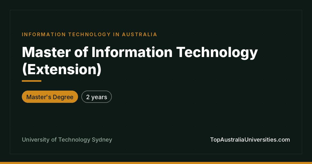 Master of Information Technology (Extension) | UTS Sydney