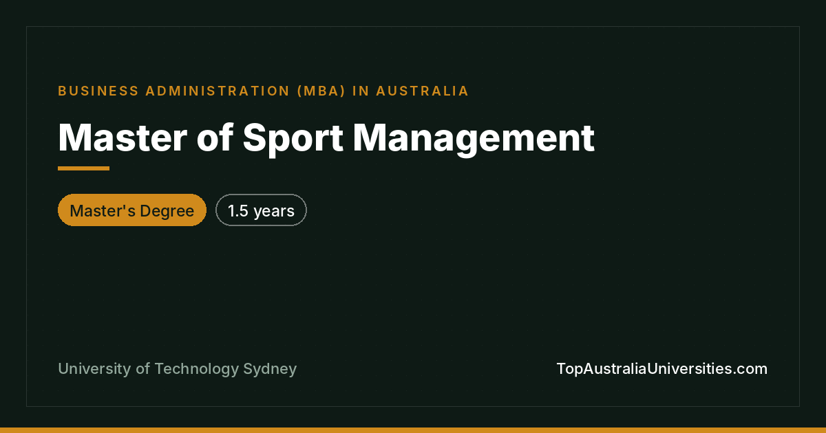 UTS Master of Sport Management | Sydney Postgraduate Course