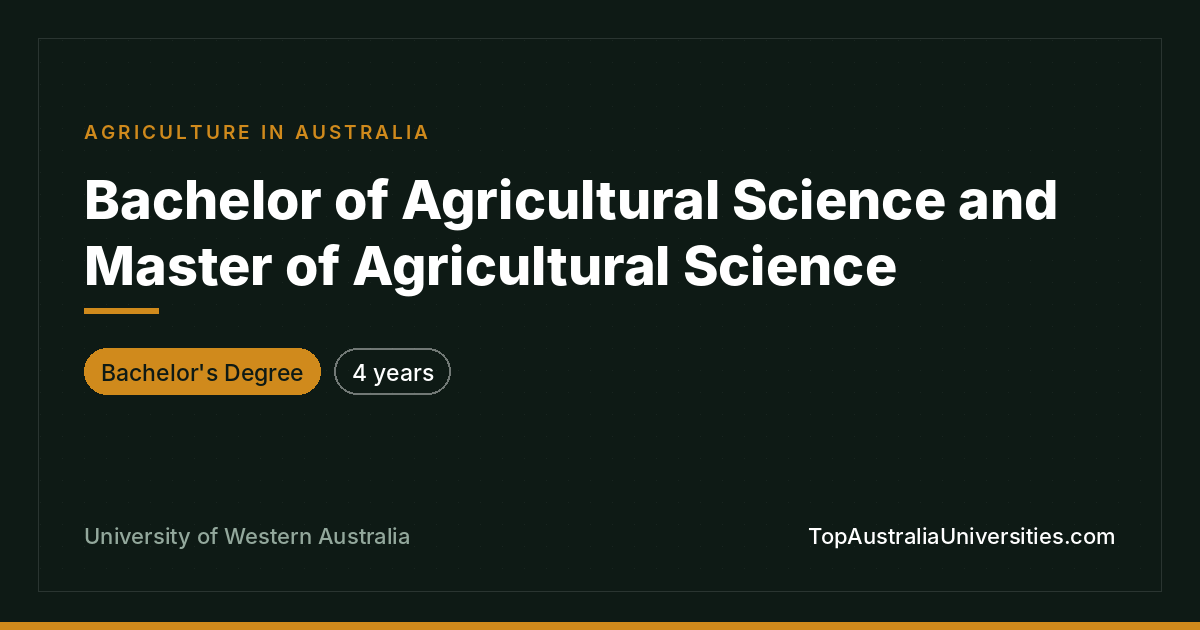 UWA Bachelor & Master of Agricultural Science