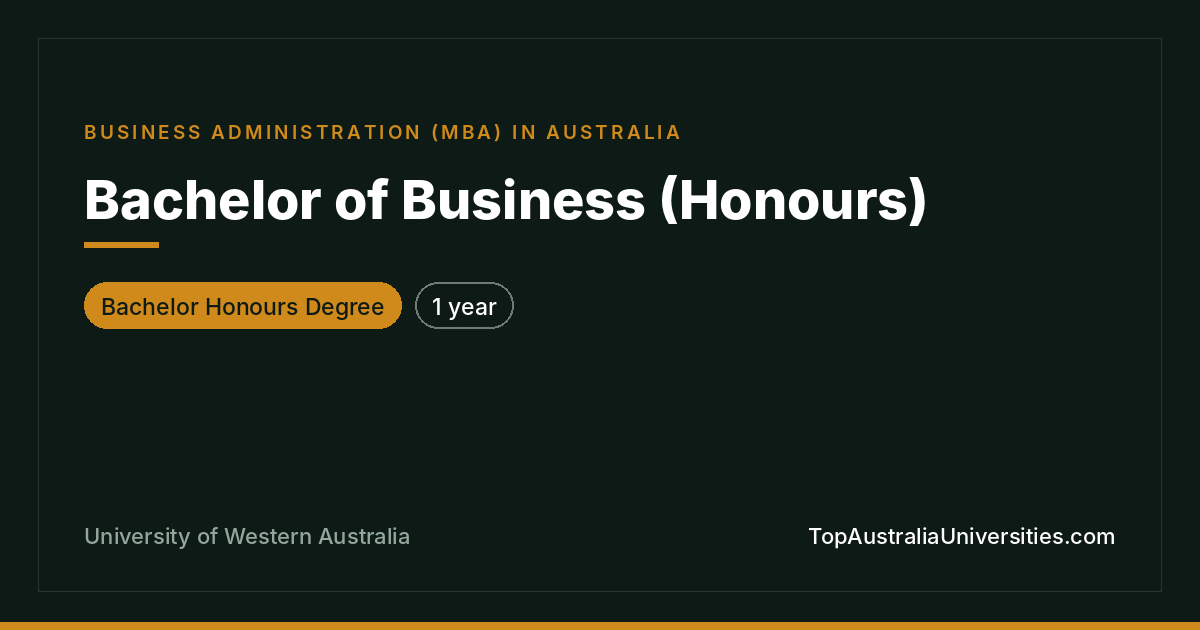 Bachelor of Business (Honours) at UWA