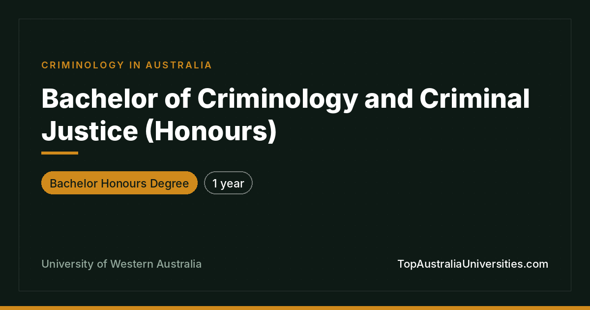 Bachelor of Criminology and Criminal Justice (Honours) | UWA