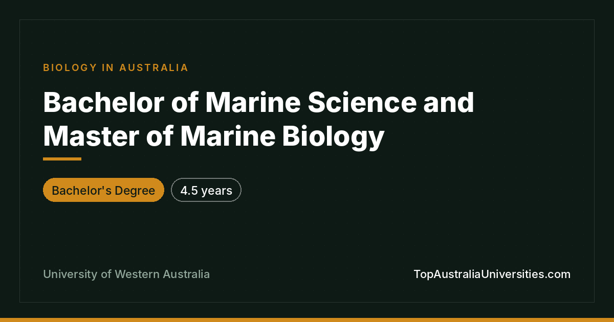 Bachelor of Marine Science & Master Marine Biology – UWA Per