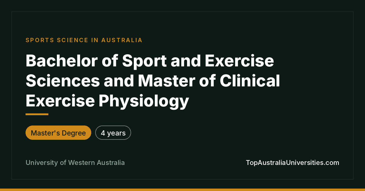 Bachelor & Master Sport and Exercise Sciences | UWA