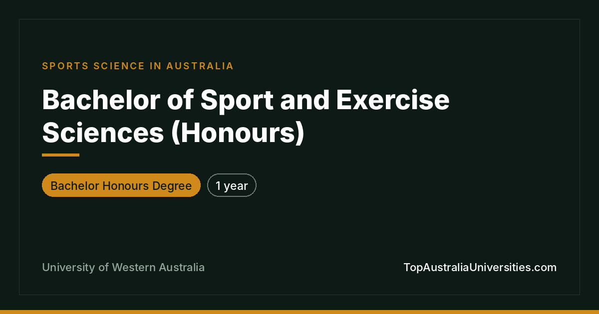 Bachelor of Sport and Exercise Sciences (Honours) at UWA