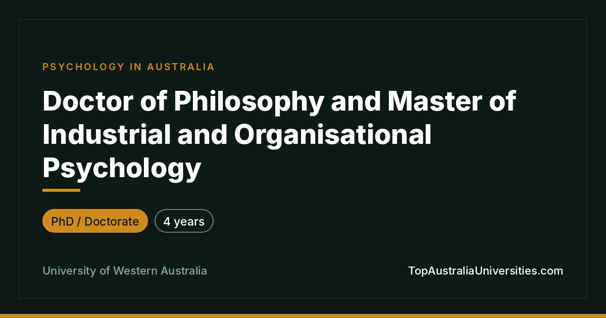PhD & Master of Org. Psychology – UWA Perth