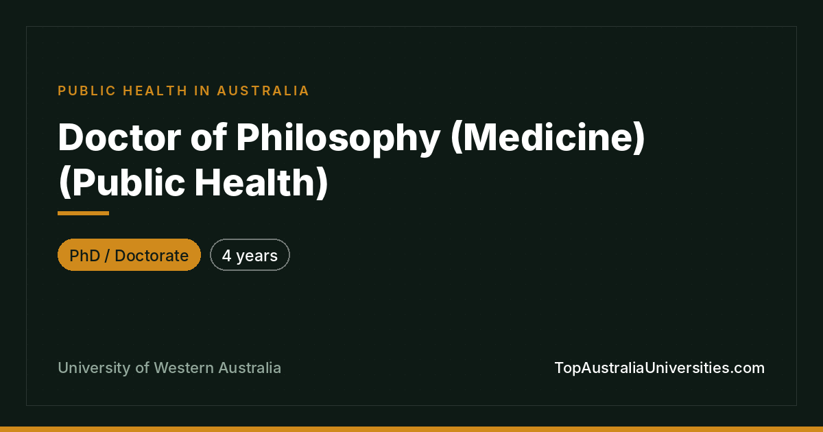 PhD in Public Health – UWA