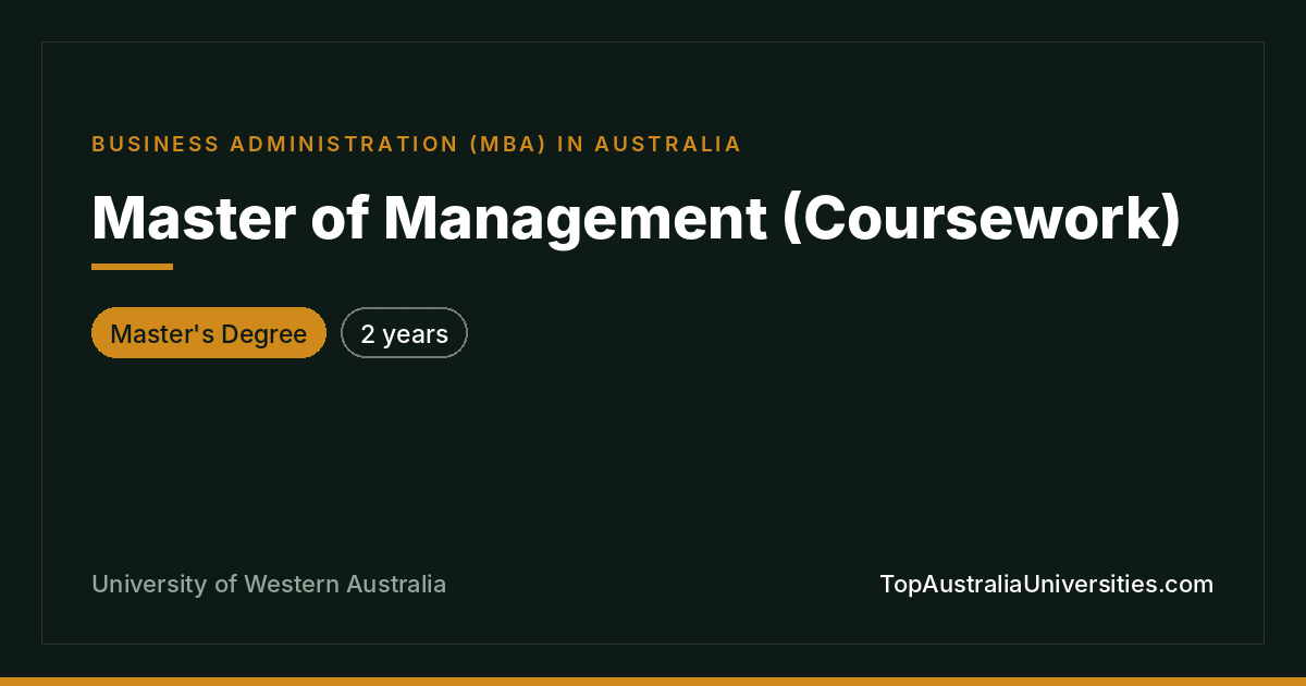 Master of Management (Coursework) at UWA – Perth