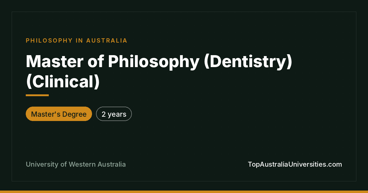 Master of Philosophy (Dentistry) (Clinical) – UWA
