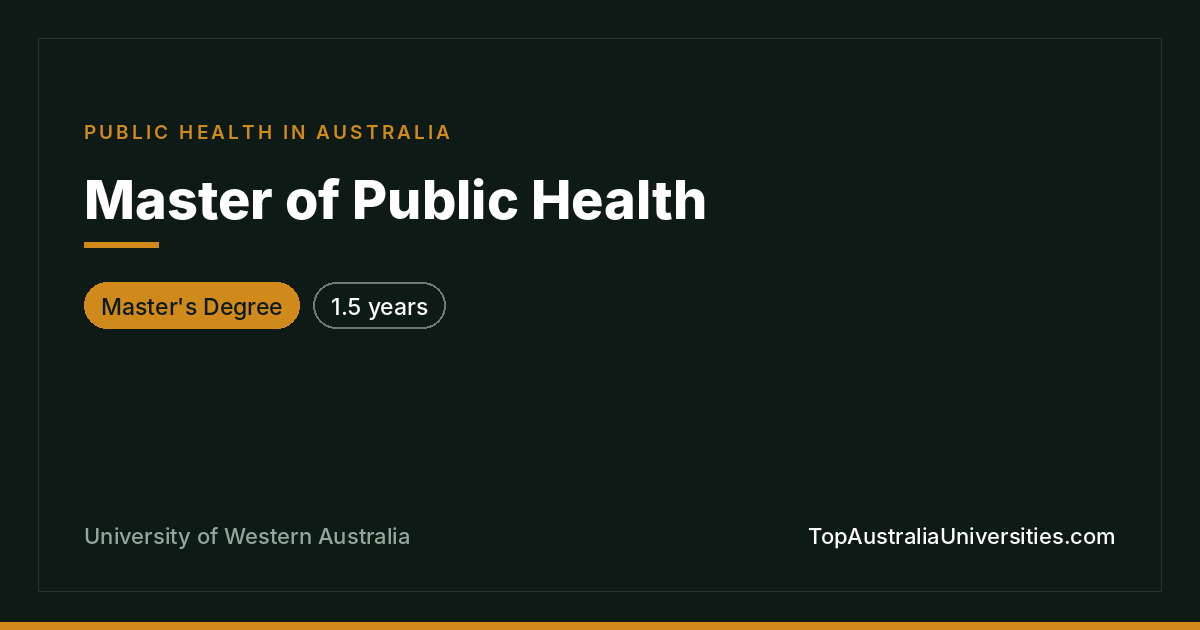 Master of Public Health – UWA (Perth)