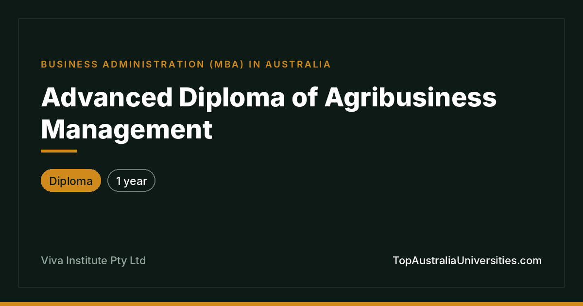 Advanced Diploma of Agribusiness Management
