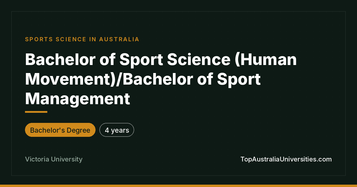 Bachelor of Sport Science/Management at Victoria University