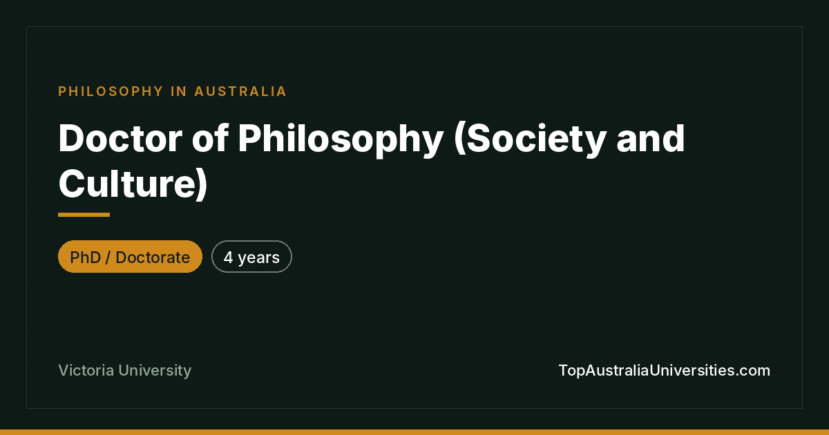 PhD in Society and Culture | Victoria University