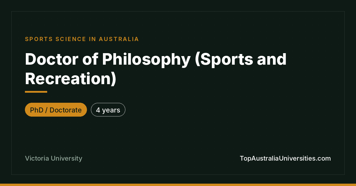 PhD in Sports and Recreation – Victoria University Melbourne