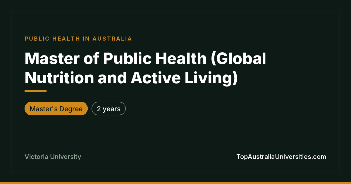 Master of Public Health (Global Nutrition) at VU