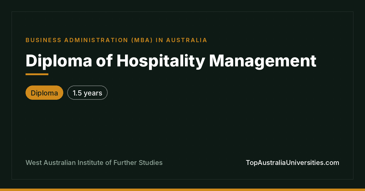 Diploma of Hospitality Management at WAIFS