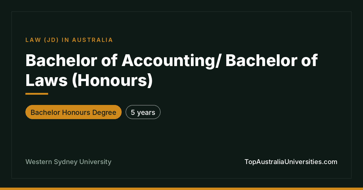 Bachelor of Accounting / Bachelor of Laws (Honours) at WSU